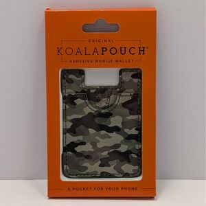 Koala Pouch Green Camo Adhesive Mobile Wallet Faux Leather Phone Card Holder